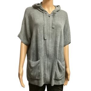 Barefoot Dreams Ultra Lite Short Sleeve Zip Up Hoodie green sz XS